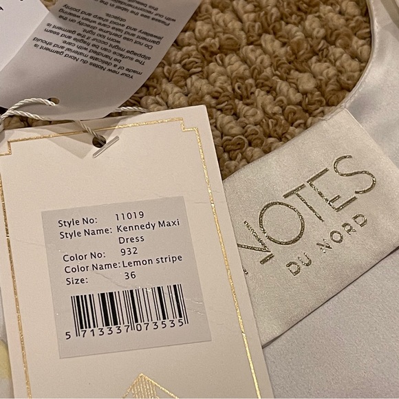Notes Du Nord Kennedy Maxi Dress Yellow White Stripe 36 Small NWT - Picture 5 of 12